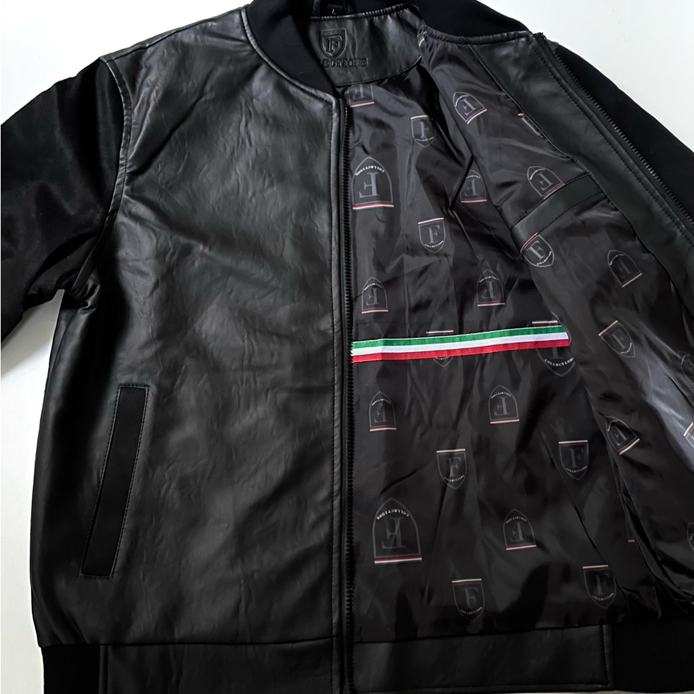 FERRARI F COLLECTIONS — MADE IN ITALY, VEGAN LEATHER/SUEDE, BLACK, LUXURY JACKET - Picture 15 of 17